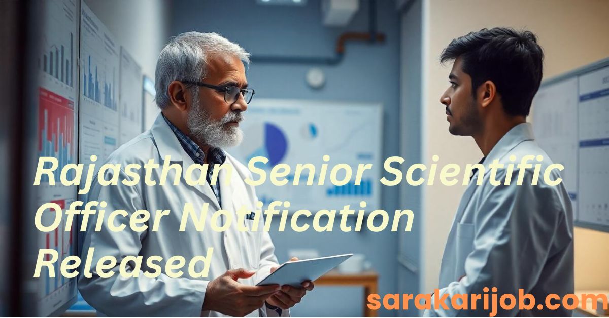 Rajasthan Senior Scientific officer 2024 Notification 